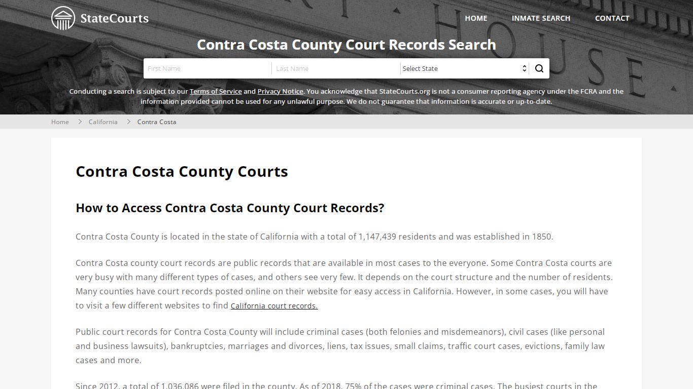 Contra Costa County, CA Courts - Records & Cases - StateCourts